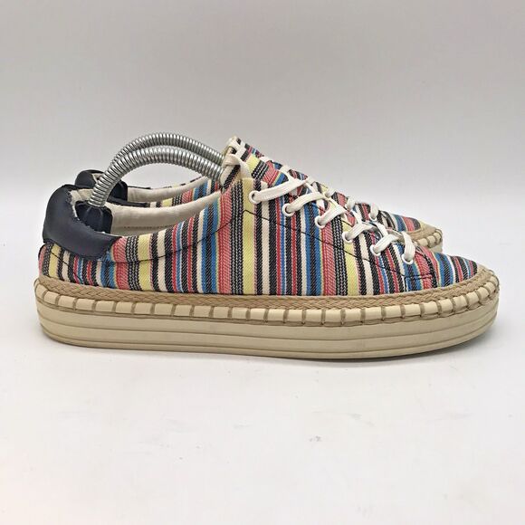 Sam Edelman Kavi Multicolor Striped Sneakers Women's 7M Lace Up Low Top Shoes - Picture 1 of 11